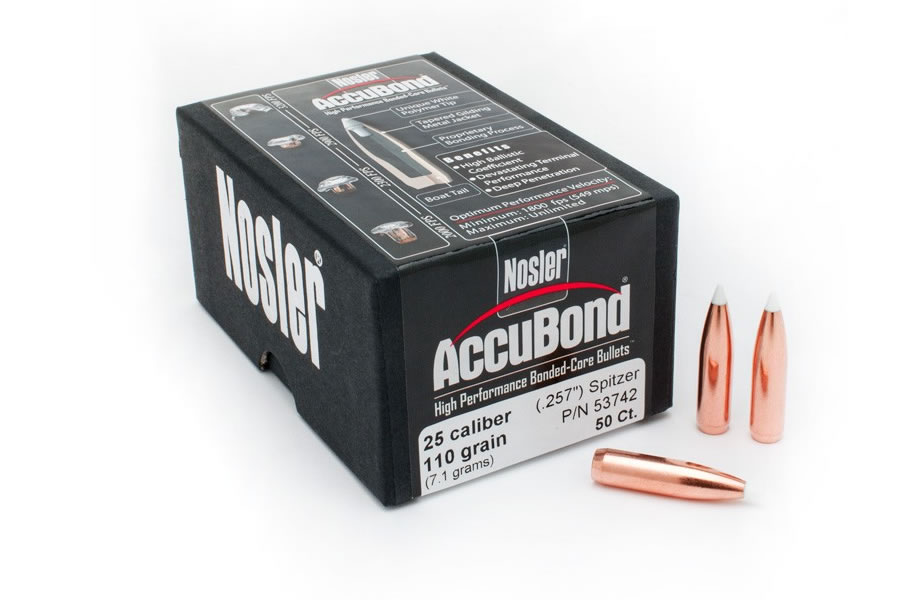 Nosler 25 CAL .257 110 GR SPITZER ACCUBOND 50/BOX