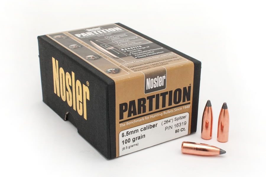 Nosler 6.5mm (.284) 100 GR Spitzer Bullet 50/bx