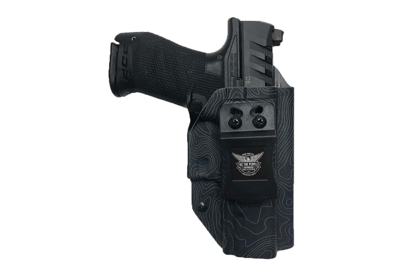 We The People IWB Holster for Springfield Hellcat RDP Micro-Compact 9MM w/Optic Cut and Manual Safety, Gray Topographic Map Color