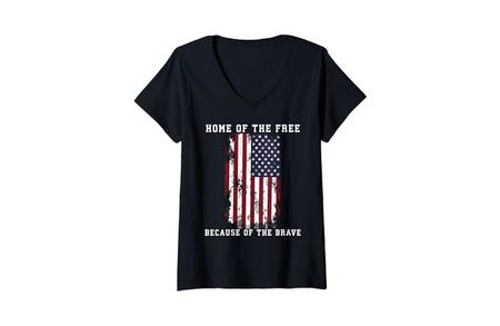 HOME OF THE BRAVE VNECK SS TEE