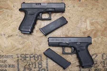 Glock 19 Gen4 9mm Police Trade-In Pistols with Night Sights, Two Magazines (Very Good Condition)