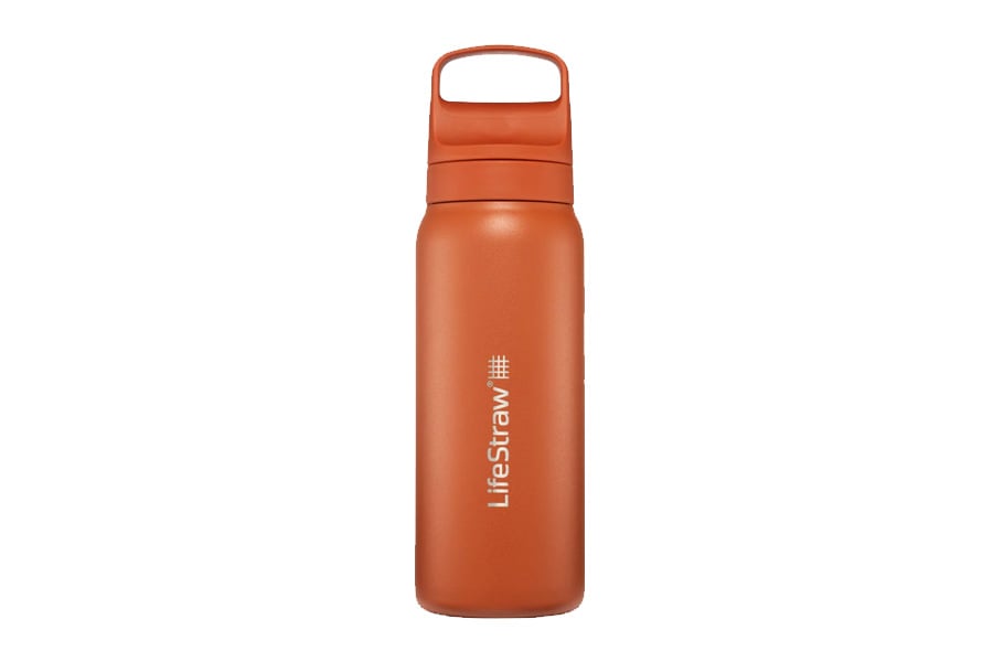 Lifestraw 24 oz GO Stainless Steel Water Bottle with Filter - Kyoto Orange