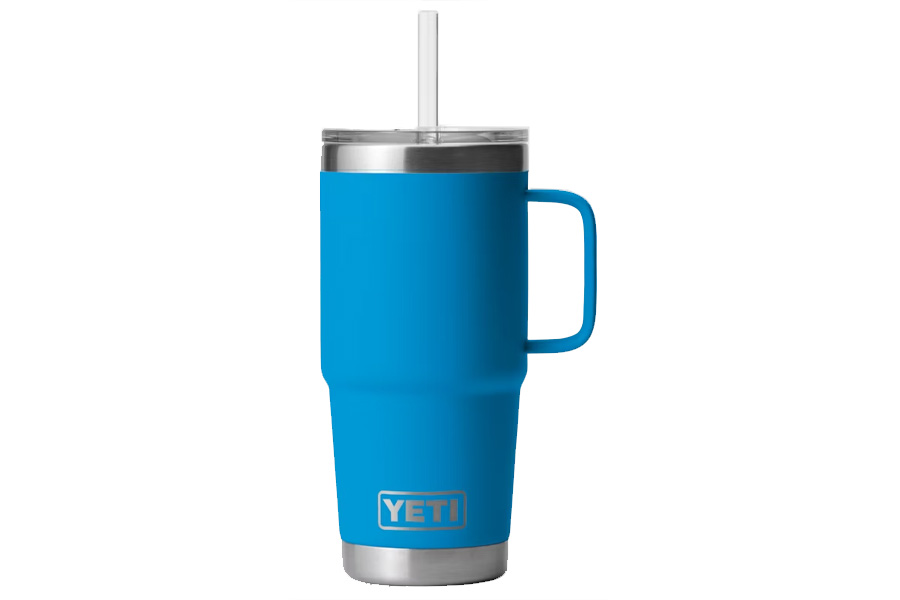 YETI COOLERS RAMBLER 25 OZ STRAW MUG BIG WAVE BLUE