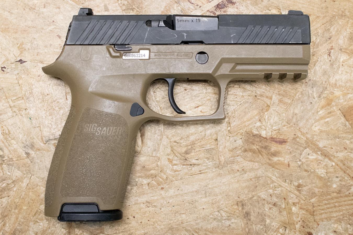 Sig Sauer P320 Compact 9mm Police Trade-In Pistol with Tan Frame