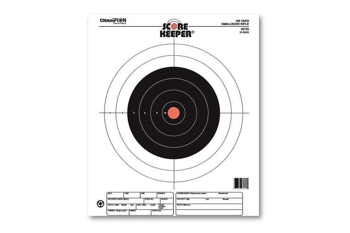 SCORE KEEPER BULL TARGETS, 100 YD, SMALL BORE RIFLE, 12 PACK