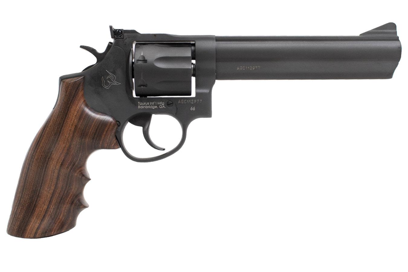 Taurus Model 66 357 Magnum Black Revolver with Smooth Hardwood Grips and 6-Inch Barrel