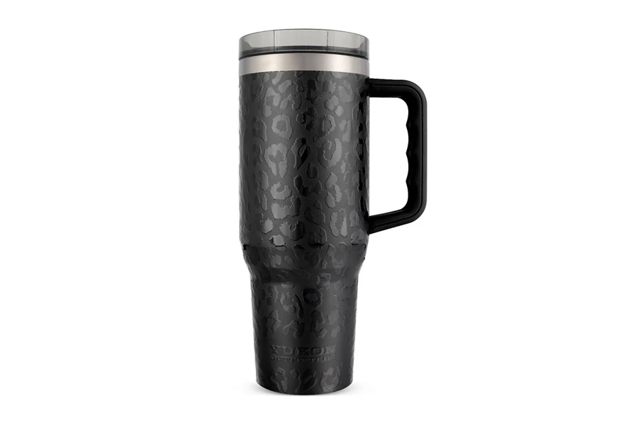 YUKON 40OZ TUMBLER WITH HANDLE BLACK LEOPARD