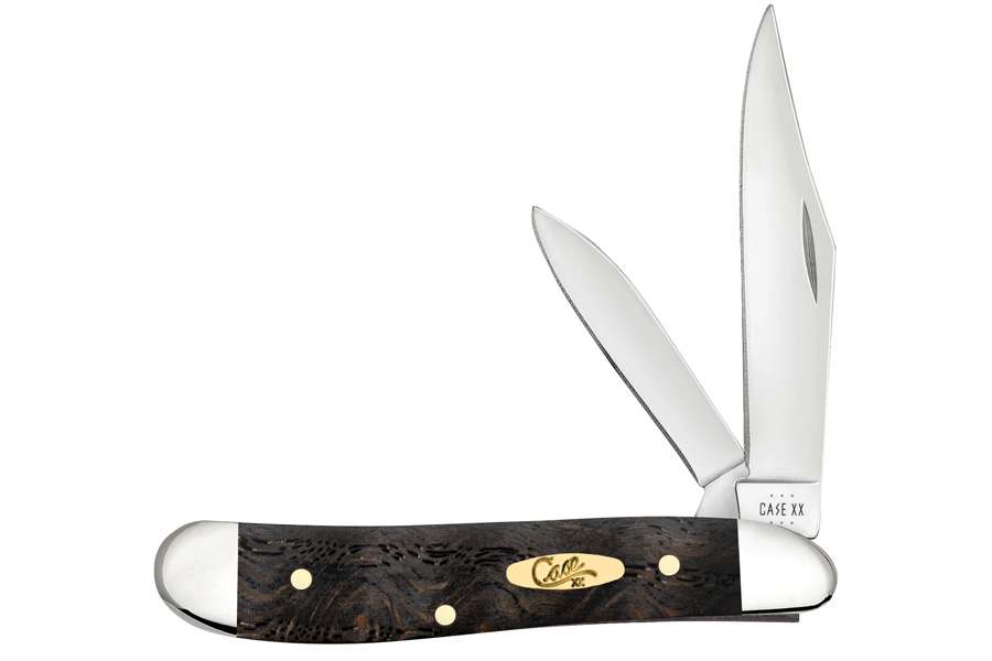 Wrcase Smooth Black Curly Oak Wood Peanut Folding Knife