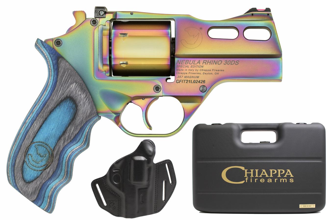 Chiappa Rhino 30DS Nebula 357 Magnum Revolver with Multi-Color PVD Finish, Holster, and Case