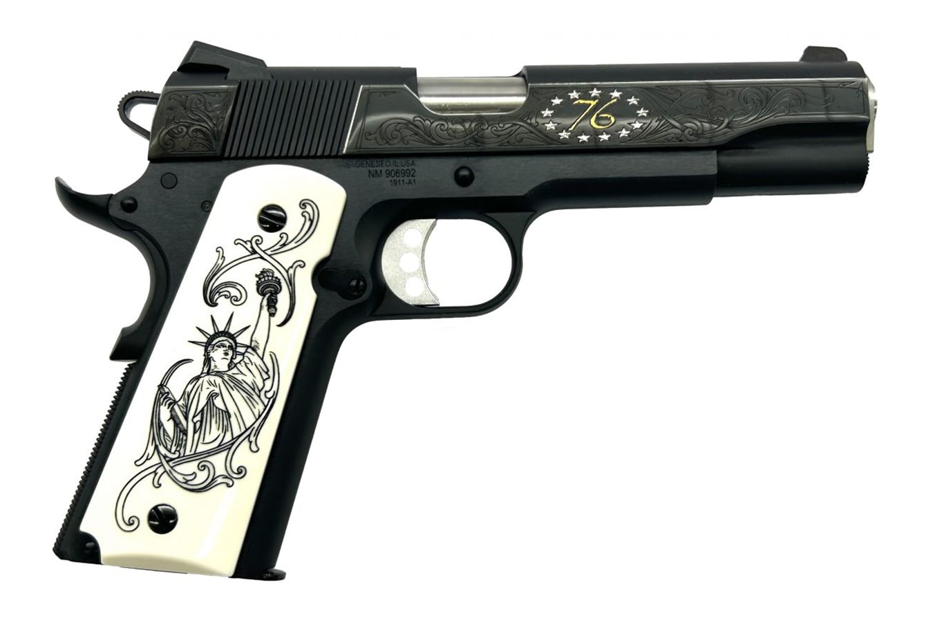 No. 17 Best Selling: SPRINGFIELD GARRISON 1911 45 ACP 5 IN BBL CUSTOM ENGRAVE PATRIOT BLUED