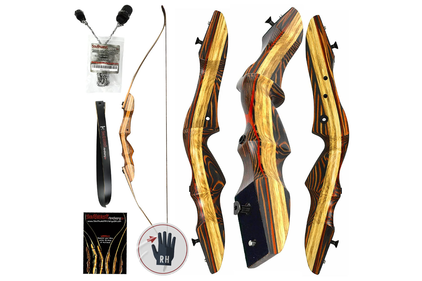 SOUTHWEST ARCHERY 62` TIGERSHARK PRO TAKEDOWN RECURVE BOW - (40LB, RIGHT HAND)