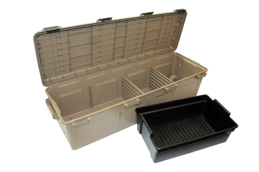 WHEELED MOBILE GEAR CRATE W/ TRAY AND DIVIDER `THE MULE` 