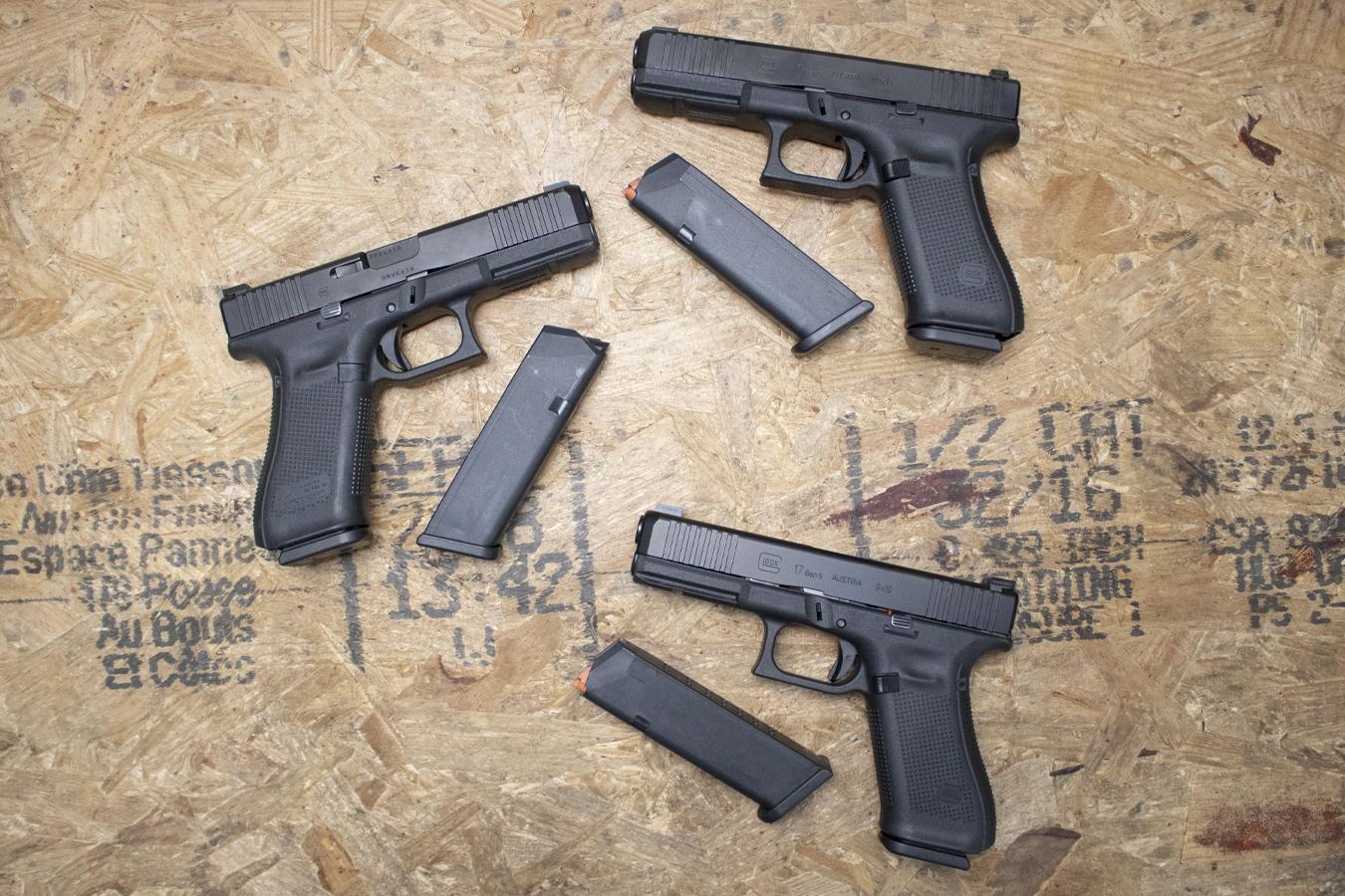 Glock 17 Gen5 9mm Police Trade-In Pistols with Night Sights and Front Slide Serrations (Very Good Condition)