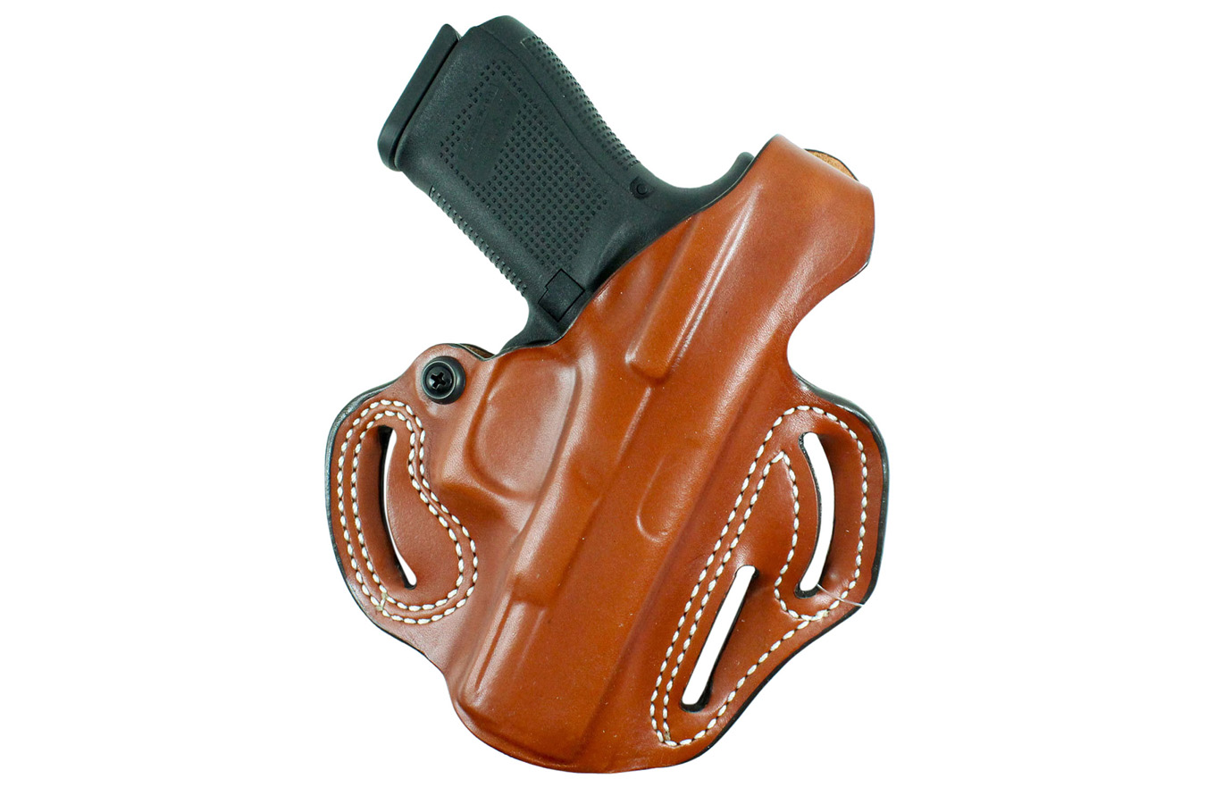 Desantis Thumb Break Scabbard Right Hand OWB Holster Tan Leather Belt Slide for 1911 4-4.25in barrel without rail