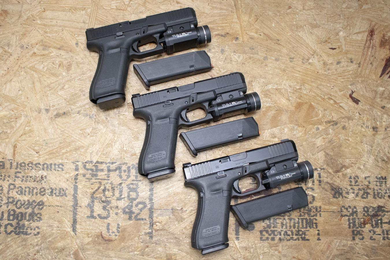 Glock 17 Gen5 9mm Police Trade-In Pistols with Night Sights and Streamlight TLR-1 Light (Very Good Condition)