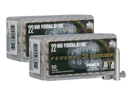 FEDERAL AMMUNITION 22 WMR 45 GR JHP PUNCH 100 ROUND VALUE PACK