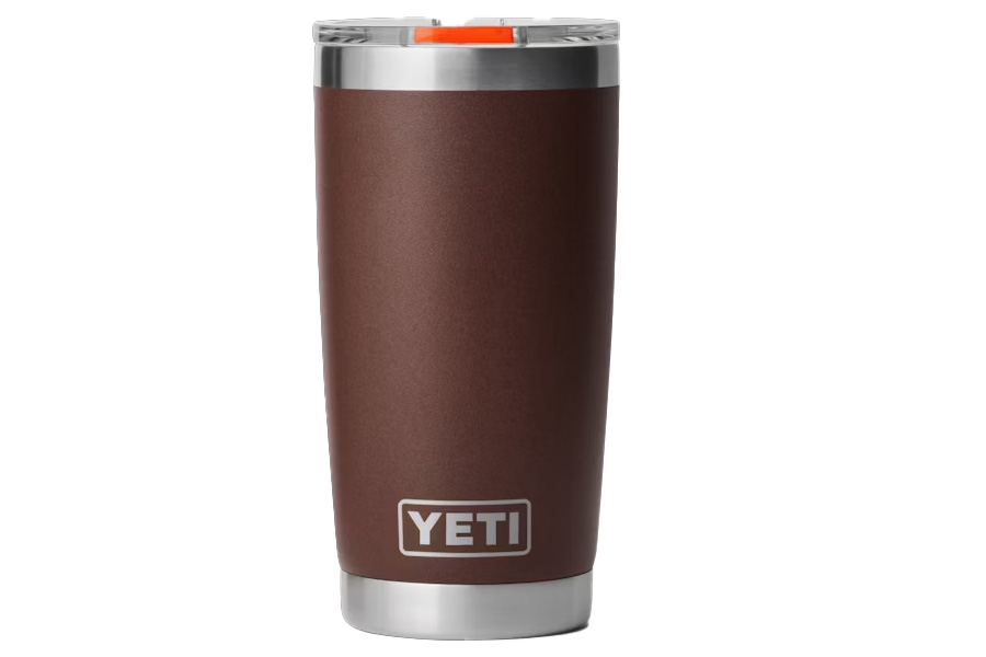 YETI COOLERS RAMBLER 20 OZ TUMBLER MS WETLANDS BROWN