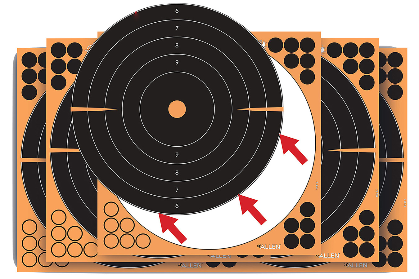 Allen EZ-Aim Splash Reactive Bullseye Impact Enhancement Adhesive Bullseye Black/Orange 10 Pk