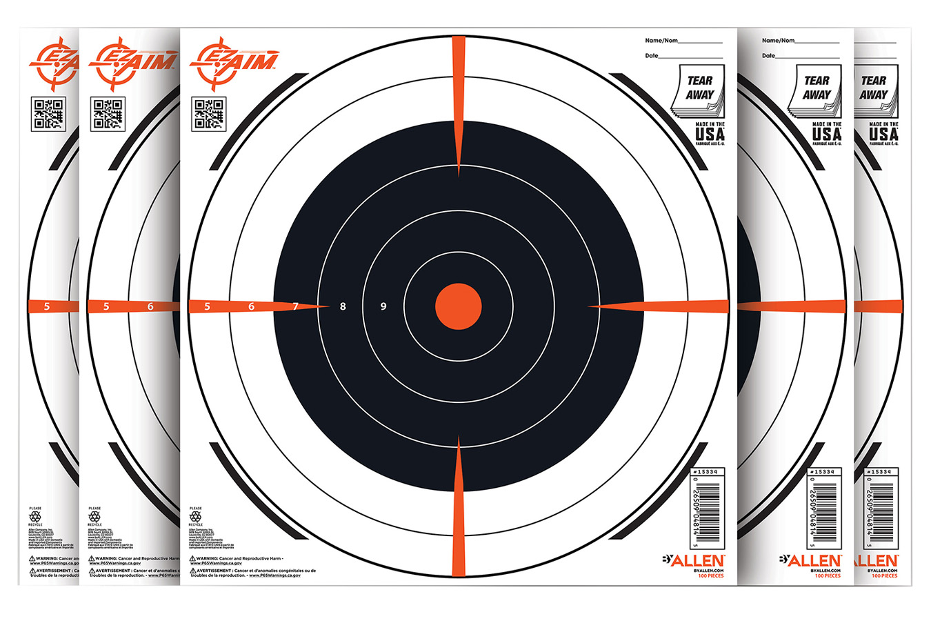 ALLEN 15334100 EZ AIM PAPER 12 X 12 BULLSEYE   100