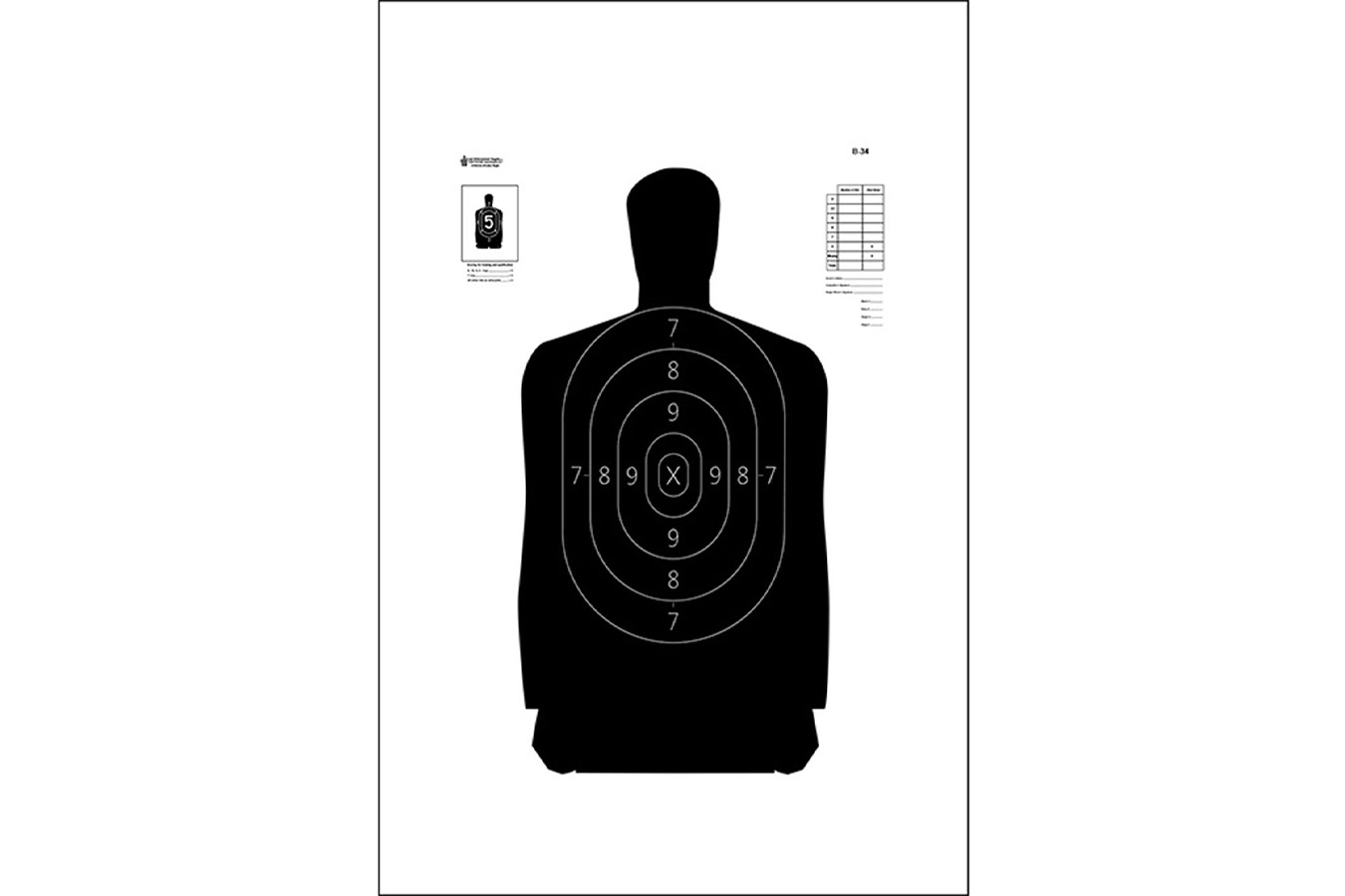 Action Targets Action Target B-34 Qualification Silhouette Paper Hanging 25 yds 17.50