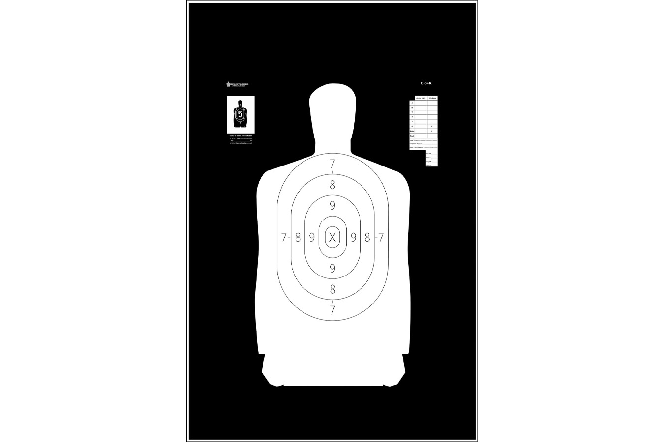 Action Targets Action B-34R Qualification Reverse Silhouette Paper Hanging 25 yds 17.50