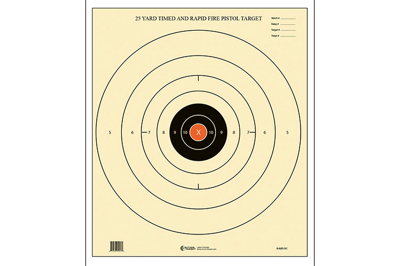 Action Targets Action Target B8POC100 Competition NRA Time & Rapid Fire Bullseye Paper 25 yds 21