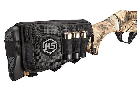 HUNTERS SPECIALTIES Buttstock Shell Holder Shotgun Holds 3 Rounds Black Polyester - HUNTERS SPECIALTIES