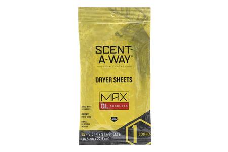 MAX DRYER SHEETS ODOR ELIMINATOR ODORLESS SCENT DRYER SHEET 15 PER PKG