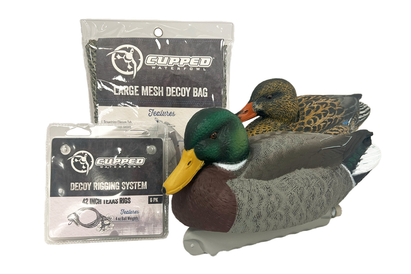 Cupped Complete Mallard Combo Kit with 12 Decoys, 12 Rigs and Decoy Bag