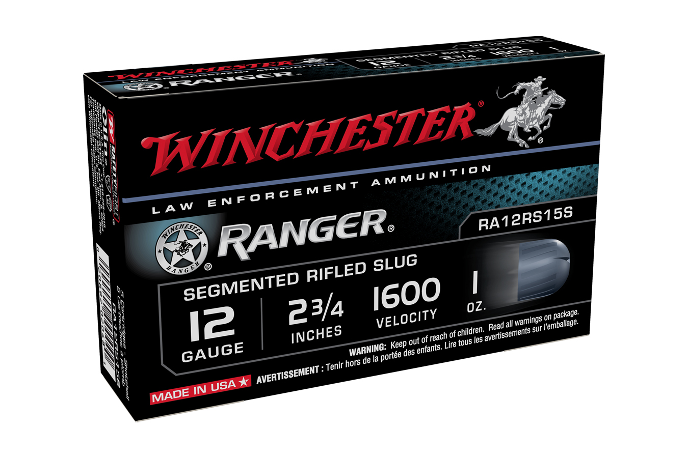 WINCHESTER AMMO 12-GAUGE 2.75 INCH  SEGMENTED RIFLE SLUG POLICE TRADE 5/BOX