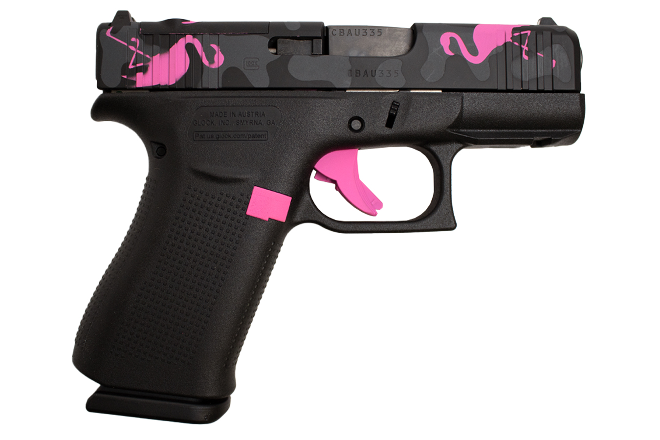 Glock 43X MOS 9mm Miami Mingo Limited Edition Pistol with Pink Flamingo Finish