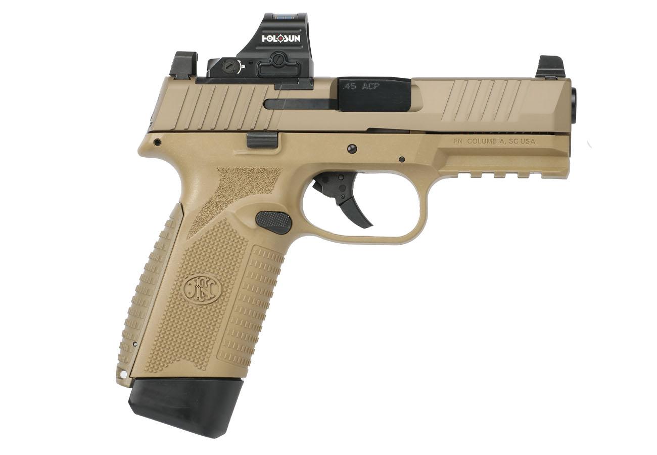 FN 545 45 ACP FDE Semi-Automatic Pistol with Holosun 407C