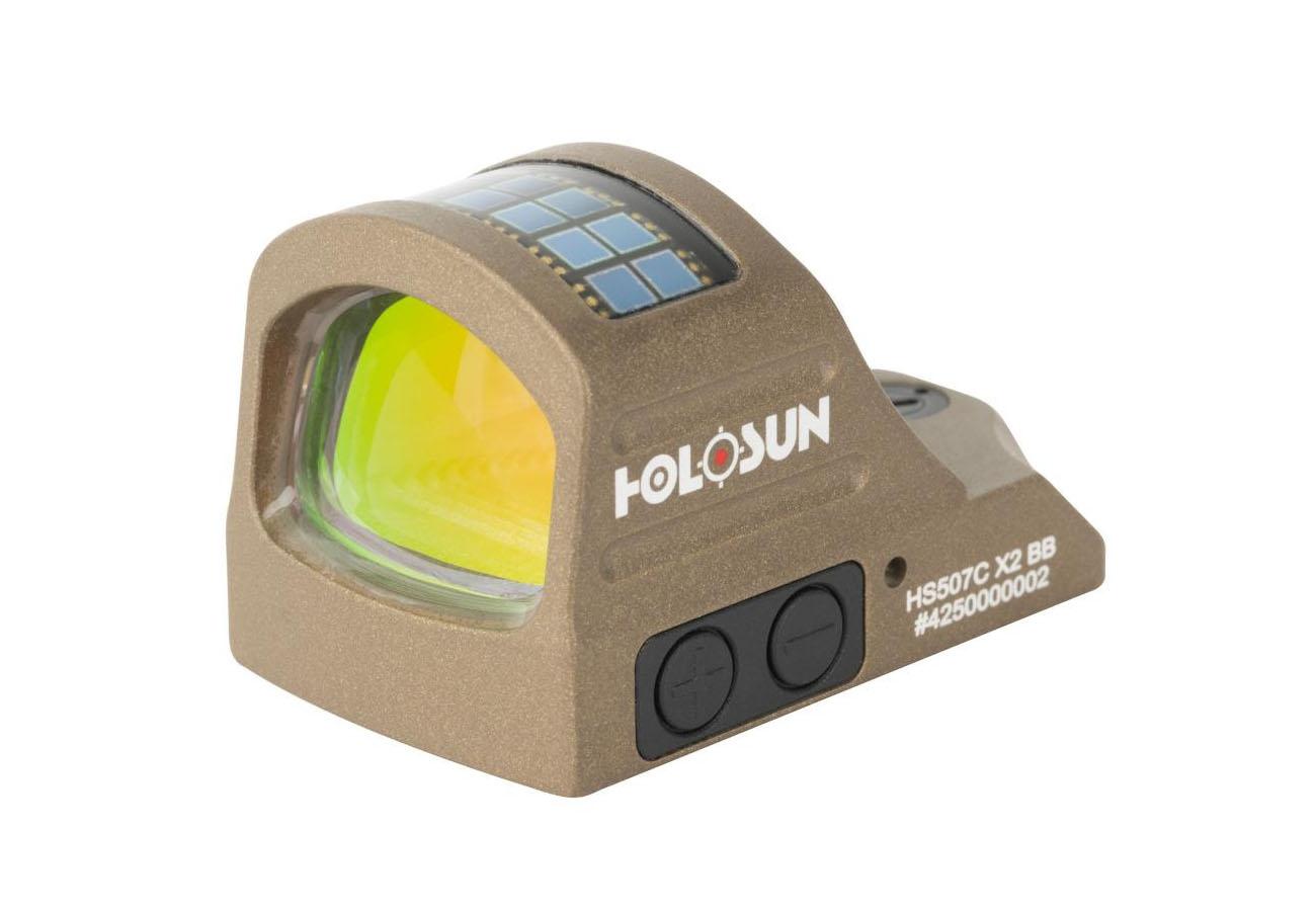 Holosun HS507C-X2-BB Burnt Bronze, Red Multi-Reticle, 7075 Aluminum Open Solar, Shake Awake, Pistol