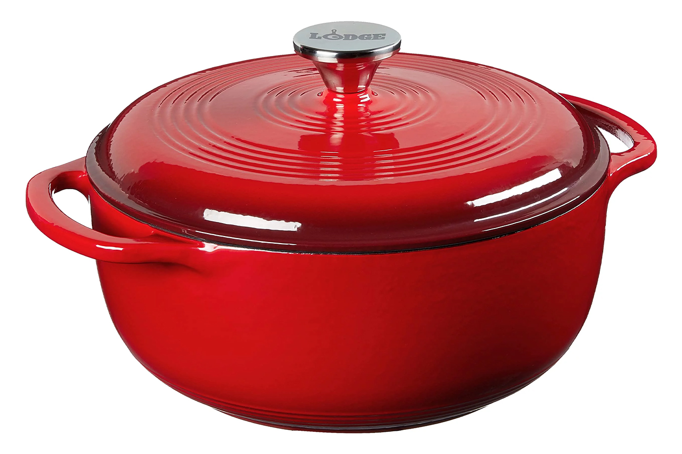 Lodge Cookware 4.5 Quart Red Essential Enamel Cast Iron Dutch Oven 