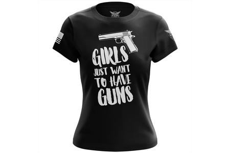 GIRLS JUST WANT TO HAVE GUNS WOMENS SS TEE