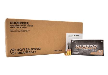 CCI AMMUNITION 9mm Luger 115 gr FMJ Blazer Brass 1000 Rounds