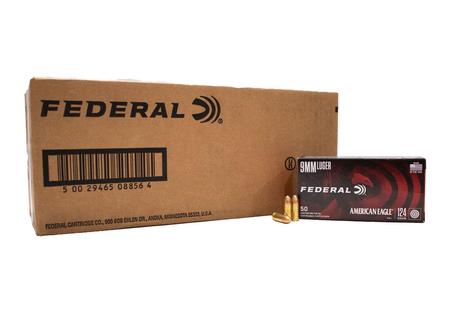 Federal 9mm Luger 124 gr FMJ American Eagle 1000 Round Case