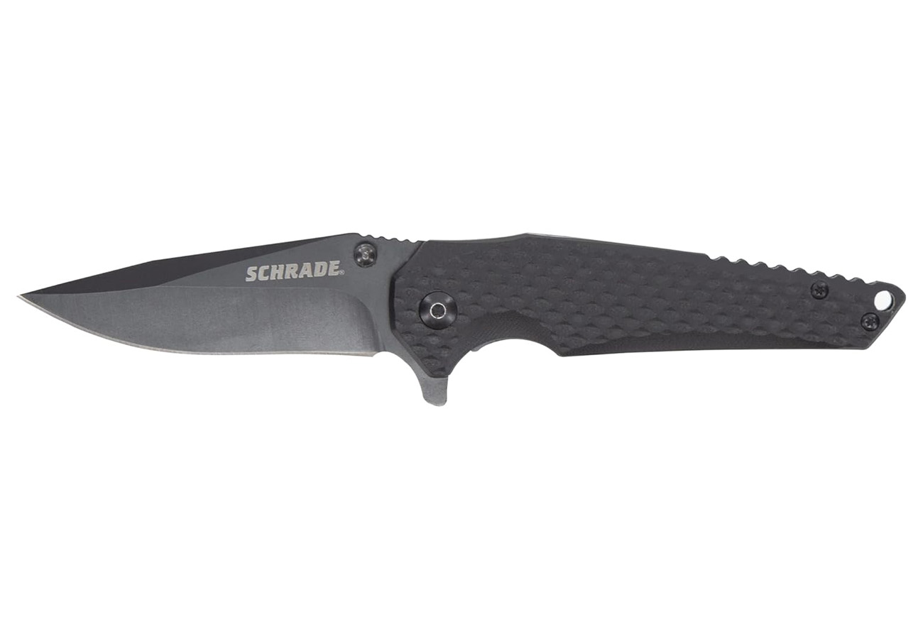 Smith & Wesson/Battenfeld Schrade 7.3in Stainless Steel Folding Knife with 3.25in Drop Point Blade and G-10 Handle