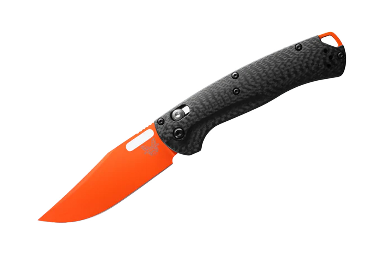 Benchmade Knife Taggedout Carbon Fiber Handle Flip Blade