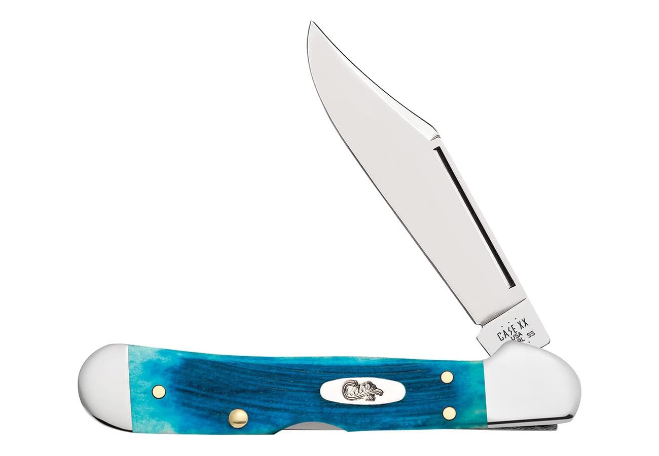 Wrcase Case Pocket Knife Caribbean Blue Bone Sawcut Jig Mini With Copperlock