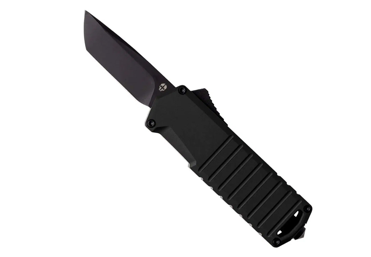 A2 BADGER BLACK ALUMINUM HANDLE BLACK ACCENTS BLACK D2 TANTO