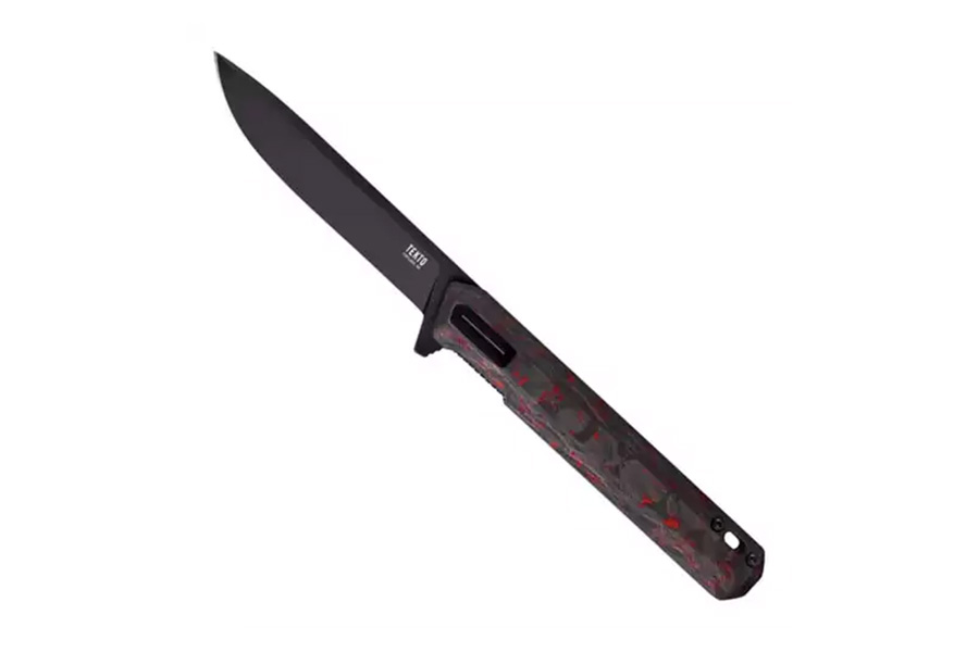 TEKTO KNIVES F2 BRAVO FORGED RED CARBON BLACK TITANIUM ACCENTS BLACK D2 BLADE