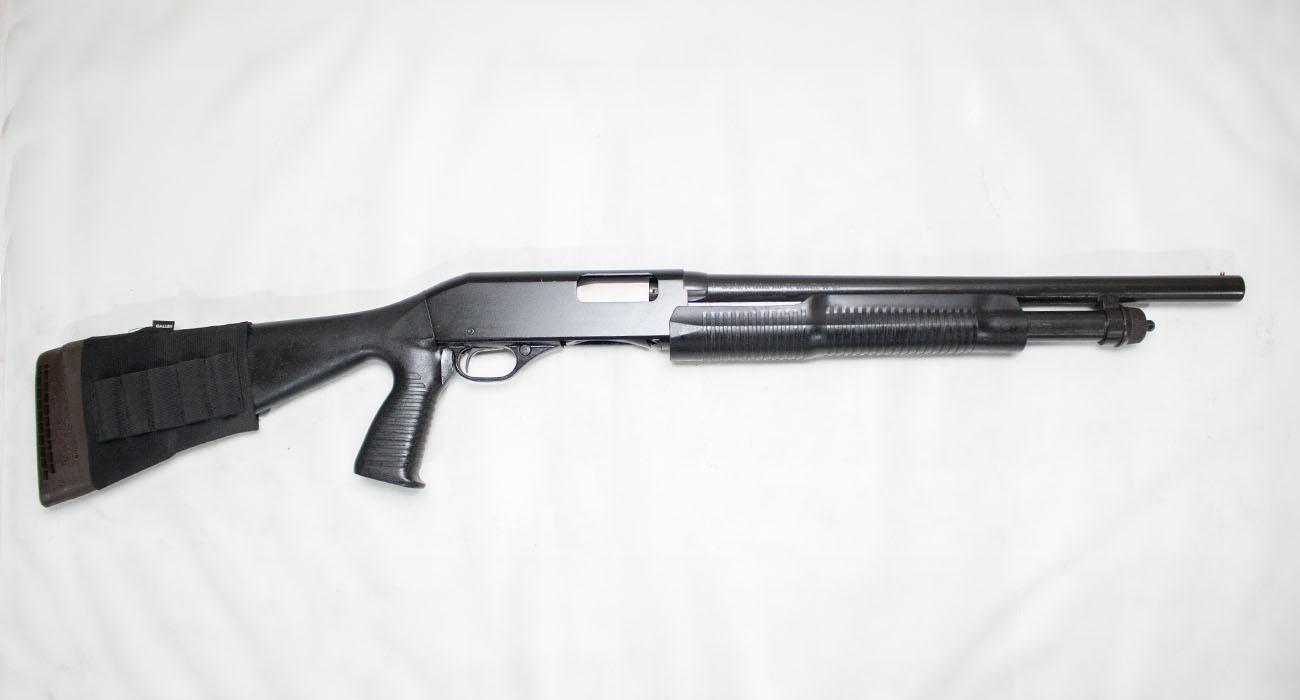 Stevens 320 12-Gauge Police Trade-In Pump-Action Shotgun with Ammo Carrier