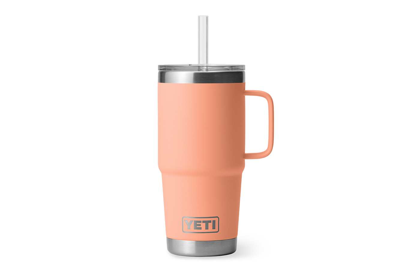 RAMBLER 25 OZ STRAW MUG PEACH