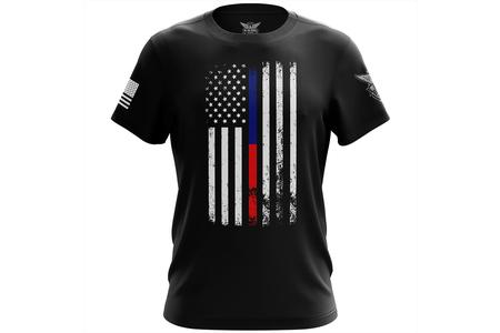 AMERICAN FLAG THIN BLUE/RED LINE SUPPORT SS TEE