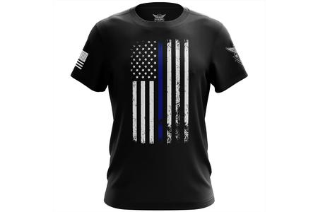 AMERICAN FLAG THIN BLUE LINE SS TEE