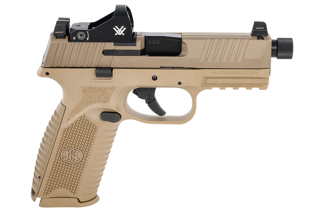 FN 509 Tactical 9mm Flat Dark Earth Pistol with Vortex Viper Red Dot ...