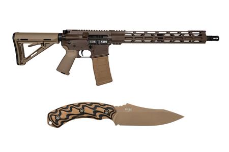 DIAMONDBACK DB15 5.56 NATO RIFLE WITH MAGPUL STOCK AND SOUTHERN GRIND JACKAL FIXED BLADE KNI