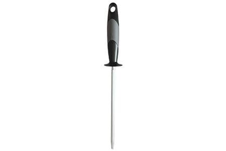 SHARPENING STEEL 9 INCH BLACK OVERMOLDED RUBBER HANDLE STEEL