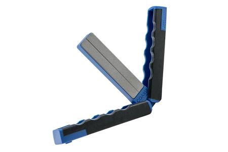 PADDLE SHARPENER FOLDING DIAMOND SHARPENER BLACK/BLUE OVERMOLDED RUBBER HANDLE